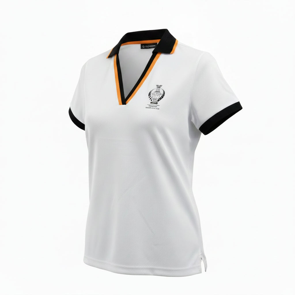 NL Ladies White V Neck Polo Shirt
