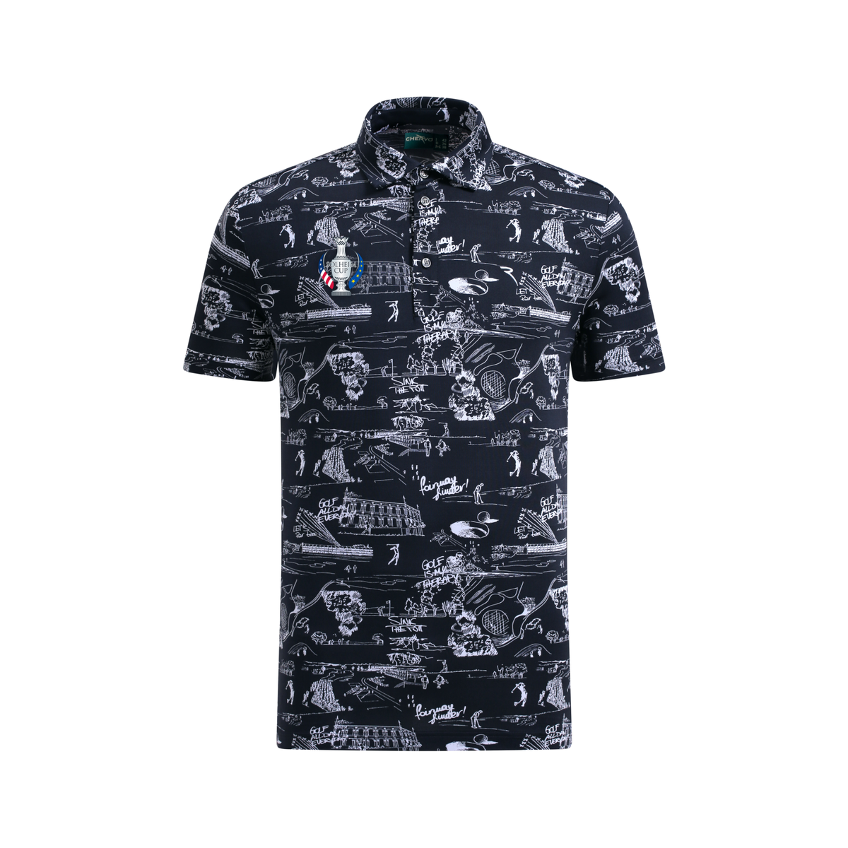 Men's Chervo Navy Print Polo Shirt